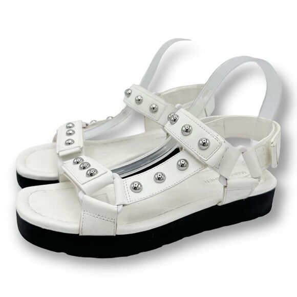 Marc Fisher Kizzy Sandal White Studded Platform Chunky Strap Sz 8 - Picture 1 of 11
